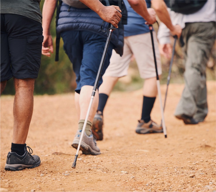 people with walking sticks